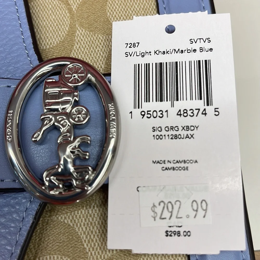 Coach Georgie Crossbody In Signature Canvas Light Khaki / Marble Blue - Picture 12 of 16